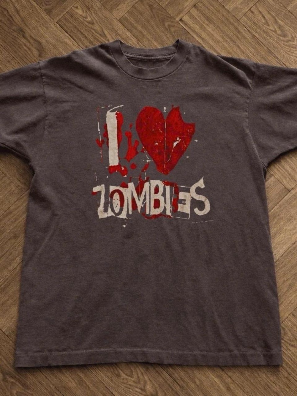 Gildan Dark Chocolate Graphic Tee with Red Heart and White Text